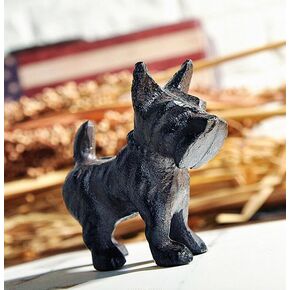 eatbiting 3 "الحديد الزهر Schnauzer Dog تمثال تمثال للوزن والوزن الجرو تم تجميع هدية هدية حديقة المكتب المنزل ديكور تمثال الحيوان