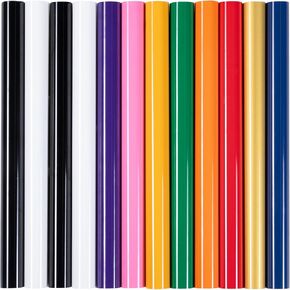 HTVRONT HTV Heat Transfer Vinyl -13 Pack HTV Vinyl Sheets, 12" x 10" Iron on Vinyl for T Shirts, 10 Assorted Premium Colors Heat Transfer Vinyl for All Cutting Machines