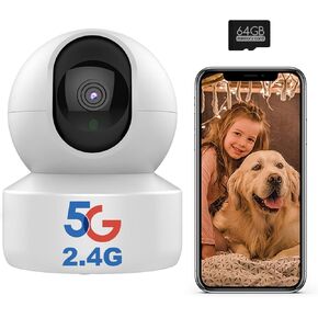 Light Bulb Security Camera,1080P 5GHz & 2.4GHz Wireless Light Bulb Camera for Pet Camera, 360 ° PTZ Light Socket Camera with Motion Detection Auto Tracking