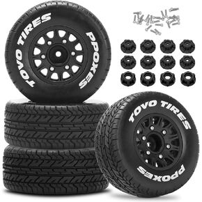 12mm/14mm/17mm Hex RC Wheels and Tires RC Truck Tires 1/10 Scale Tyres Detachable Replacement RC Car Tires RC Car Wheels for Arrma Senton Tires Slash Tires Axial Redcat Rc4wd Hex Fury (Black B)