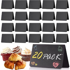20 Pcs Mini Chalkboard Signs Set, BetterJonny Easy to Write and Wipe Out Food Chalkboard Signs for Parties Reusable Food Labels for School/Wedding/Birthday/Buffet/Party/Message Boards (4x3 inch)