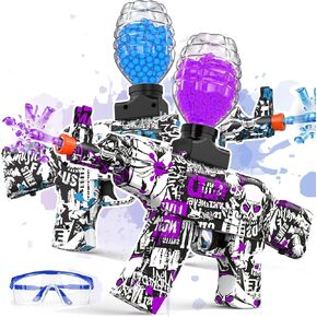 2 Pack Splat Gun Electric Toys Gun مع Gel Ball Blaster ، AKM-47 SPLITER BALL GUN من أجل لعبة فريق إطلاق النار في الهواء الطلق ، تتراوح أعمارهم بين 15+ (مدافع هلام مزدوجة)
