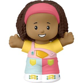 Fisher-Price Little-People Figure - HJW71 ~ African-American Girl Figure Wearing Colorful Overalls and Pink Headband ~ Works Great with Any Little-People Playset