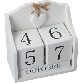 Dohobby Wooden Blocks التقويم الدائم ، وكتل عرض تاريخ الشهر ، وتقويم المكتب ، وديكور المنزل والمكاتب