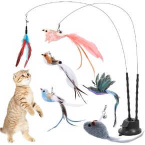 مجموعة ألعاب Cat Interactive OriA ، 6 أجزاء من ألعاب الريش ، لعبة Wand Wand Cat ، كأس الشفط ذاتيًا للقطط الداخلية ، والعب القطط والتمارين الرياضية