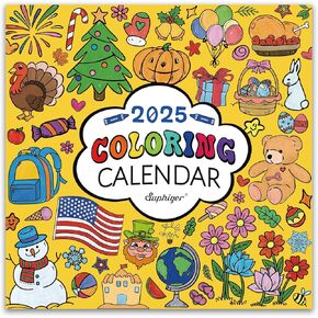 Kids Calendar 2025-2026 - Coloring Calendar for Kids, Wall Calendar 2025-2026 12 Monthly, Jul. 2025 - Jun. 2026, 2025-2026 Toddler Calendar Learning for Home/Classroom, 12 Different Theme Illustrated Images to Color, Good for Tracking or Planning
