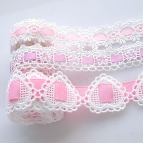 3 طراز Grosgrain Ribbon و Lace Trim Combo مجموعة للحرف اليدوية ، وملحقات الملابس والقبعات ، وزينة هدايا العيد ، وملحقات شعر القوس DIY