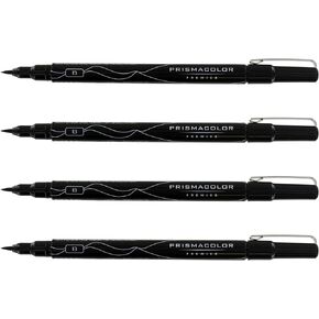 Prismacolor Premier Brush Tip Marker ، Black ، 4 Pack