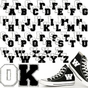 104 PCS CHENILLE LETTER STATES LETTERS SELF LASTERSIVE LETTERS BLACK PATCES CHENILLE ASPROIDER PATCH PATCH SESSLESISE DOLES