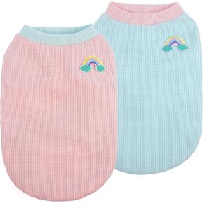 Pumyporeity 2Pack Dog Dorts ، قمصان الكلاب الوافل للكلاب الصغيرة ، سترة كلب بلا أكمام ، قميص كلب خفيف الوزن ل chihuahua ، يوركي ، S ، أصفر+أخضر