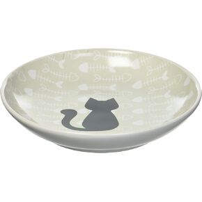 Petrageous 16070 Fishbone Kitty Oval Dishwasher-Gasher-Onderware Cat Bowl 6.5 بوصة بطول 4 بوصات بطول 2 بوصة للقطط الصغيرة أو القطط الكبيرة ، أبيض خارج