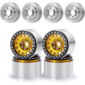 Rclions 4pcs الفولاذ المقاوم للصدأ RC Car 1.9 "Beadlock Wheel مع كتلة الوزن 4pcs ل 1/10 RC Crawler Car