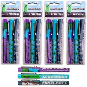 Minecraft Party Favors Set - 12 Pc Minecraft Ballpoint Pens Office and Party Supplies Bundle for Kids, Toddlers, Boys | Minecraft Gifts