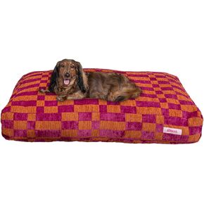 DBD3001A-XL Mabel 49.5" x 31.5" Designer Modern Ultra Soft Reversible Plush Rectangular Pet Bed with Washable Cover, Oatmeal Check