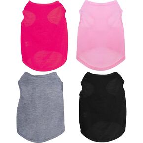 4 PCS Cat Dorts Coll Color Close Summer Summer Summeress Terts tirts for Small Pet Dogs Cat (Black ، Ray ، Red ، Orange ، Small)