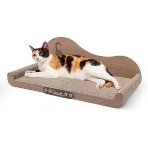 NATUYA Cat Scratcher Cardboard Lounge Bed, 24 Inch Large Cats Scratching Board Couch, Durable Cat Scartch Pad for Indoor Cats