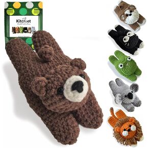 Kitcroet مبتدئين الكروشيه Kit Lion الثلاجة Magnet Crochet Crochet Amigurumi Craft Knitting Crocheting مع دروس فيديو خطوة بخطوة ، 1 PCS Lion
