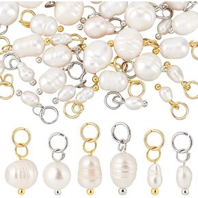 PH PandaHall Natural Pearl Pendant Charms Pearl Bead Pendant with Loop Jewelry Connector for DIY Jewelry Making