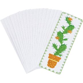 ARRICRAFT 30 PCS فارغة مرجعية كروس غرزة ، مستطيل القطن علامة كتاب علامة كروس مع تطريز حافة crosstitch مشروع 2.7x7.5 بوصة (7x19 سم)