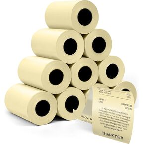 10 رولز 2 1/4 "× 50 'استلام حراري أصفر طابعة نقدية نقدية مناسبة للمتاجر متاجر متاجر التجزئة تجار التجزئة