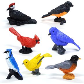 Toy Bird Figures Mini Bird Figurines Birds Cake Cupcake Topper Miniature Birds Animal Figure Backyard Birds Toys Oriole Robin Cardinal Bird Cake Decorations for Kids Birthday Ornaments-7PCS