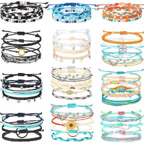 Remerry 42 PCS عباد الشمس أساور Surfer Wave Wave Barelet مصهر الأساور الصداقة المعدلة للنساء (نمط دقيق)