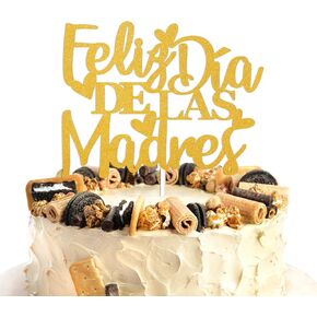 Feliz Día De Las Madres Cake Topper - Spanish Happy Monther's Day Cake Decor, Best Mom Ever, Mom's Birthday Party Decorations Rose Gold