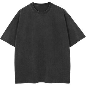 Vamtac Men's Cotton T-Shirts Oversized Half Short Sleeves Casual Loose Solid Streetwear Tee Tops