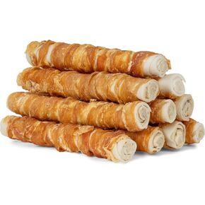 MON2SUN Dog Treats, 9 Inch Chicken Wrapped Rawhide Rolls Dog Snacks, Teeth Cleaning and Long Lasting Dog Chews for Medium and Large Dogs, 23.28oz (6 Count-Pack of 1) in Kuwait