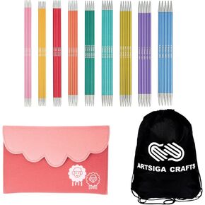 مجموعة Knitpro Zing Deluxe Set 6 بوصة DPN مزدوجة الإبر مدببة الحاكة حجم 0 ، 1 ، 1.5 ، 2 ، 2.5 ، 3 ، 4 ، 5 ، 6 مع علبة النسيج مع حقيبة المشروع