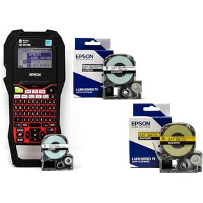 LABELWORKS Epson Pool Guy Bundle - LW-PX700 Industrial Label Maker Kit - Complete Kit with Accessories and a 224VTBWPX and 224VTBYPX Tape Cartridge