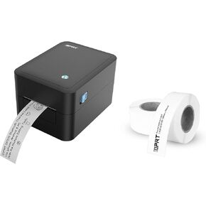 iDPRT Label Maker with 600pcs Labels(2 Rolls of 300pcs) - Thermal Barcode Printer with Bluetooth & USB Connection, Customizable App, Supports Various Sized Labels, Label Printer for Small Business
