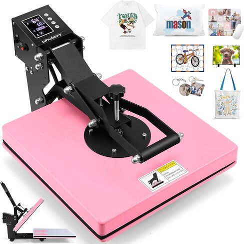 Whubefy Heat Press 15x15, Slide Out Press Machine for T-shirts w/ 3 Pre-Set Modes, Dual-Tube Fast Heating, High Pressure Digital Industrial Clamshell Sublimation Printer for Bag, Pillow, Puzzle & More in Saudi Arabia