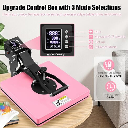 Whubefy Heat Press 15x15, Slide Out Press Machine for T-shirts w/ 3 Pre-Set Modes, Dual-Tube Fast Heating, High Pressure Digital Industrial Clamshell Sublimation Printer for Bag, Pillow, Puzzle & More in Saudi Arabia
