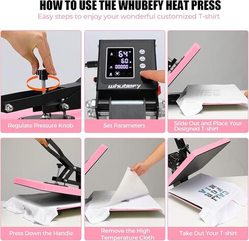Whubefy Heat Press 15x15, Slide Out Press Machine for T-shirts w/ 3 Pre-Set Modes, Dual-Tube Fast Heating, High Pressure Digital Industrial Clamshell Sublimation Printer for Bag, Pillow, Puzzle & More in Saudi Arabia