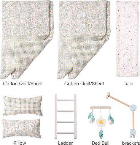 أسرة روبوت دمية روبوت ، أسرة سرير دمية خشبية لأثاث دمى 18 بوصة ، سرير دمية قابلة للتكديس يناسب دمية الفتاة الأمريكية (الأزرق ، سريران من أجهزة الكمبيوتر) in Kuwait