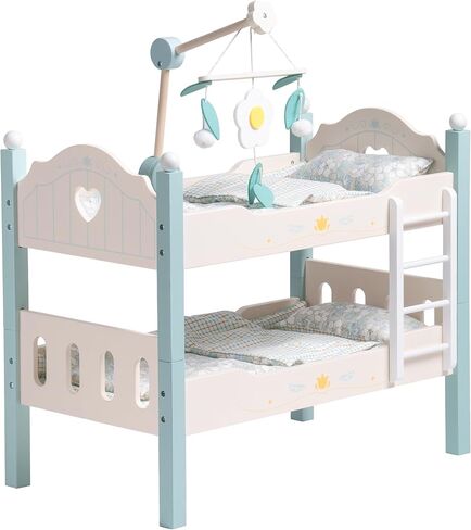 أسرة روبوت دمية روبوت ، أسرة سرير دمية خشبية لأثاث دمى 18 بوصة ، سرير دمية قابلة للتكديس يناسب دمية الفتاة الأمريكية (الأزرق ، سريران من أجهزة الكمبيوتر) in Kuwait