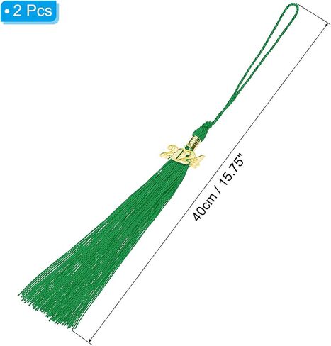PATIKIL 2 Pcs Graduation Tassel with 2024 Gold Charm, Graduation Cap Tassel 2024 Year Graduation Tassels for Graduation Party Ceremonies Souvenir, Green in Kuwait