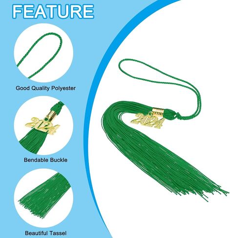 PATIKIL 2 Pcs Graduation Tassel with 2024 Gold Charm, Graduation Cap Tassel 2024 Year Graduation Tassels for Graduation Party Ceremonies Souvenir, Green in Kuwait