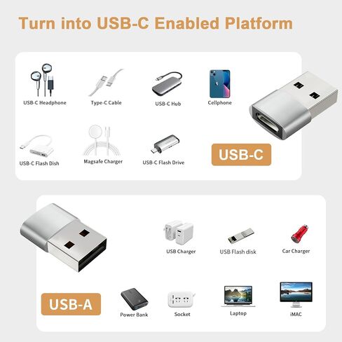 [10Pack] USB to USB C Adapter with USB C Male to USB Female OTG Converter for iPhone 15 14 13 Pro Max, Apple Watch Ultra 9 8,Samsung S24 S23 S22 S21,AirPods,iPad,Nintendo Switch in Saudi Arabia