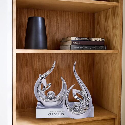 2 PCS Navy Blue Gold Home Decor Accent Ceramic Statue Abstract Sculpture Centerpieces Mid Century Modern Decor for Tables Coffee Table top Decorations for Living Room Desktop Shelf Dining Room Kitchen in Saudi Arabia