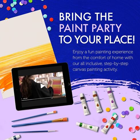 Paintaway Painting Kits for Adults, Teens & Kids - Step-by-Step Paint and Sip Kit for Adults, Parties, Dates, Painting Kit - Set of 2 x Canvas, Paintbrushes, Apron, 8 Acrylic Paints - Golden Horizons in Saudi Arabia