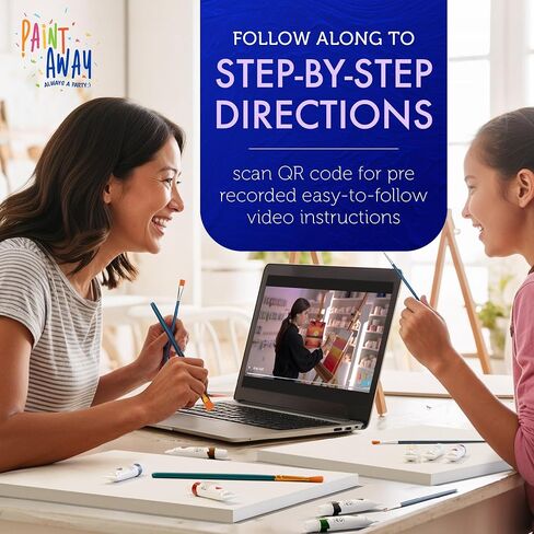 Paintaway Painting Kits for Adults, Teens & Kids - Step-by-Step Paint and Sip Kit for Adults, Parties, Dates, Painting Kit - Set of 2 x Canvas, Paintbrushes, Apron, 8 Acrylic Paints - Golden Horizons in Saudi Arabia