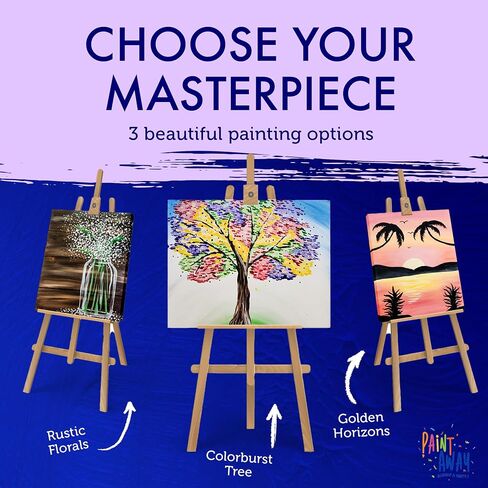 Paintaway Painting Kits for Adults, Teens & Kids - Step-by-Step Paint and Sip Kit for Adults, Parties, Dates, Painting Kit - Set of 2 x Canvas, Paintbrushes, Apron, 8 Acrylic Paints - Golden Horizons in Saudi Arabia