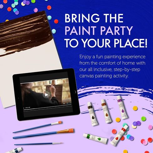 Paintaway Painting Kits for Adults, Teens & Kids - Step-by-Step Paint and Sip Kit for Adults, Parties, Dates, Painting Kit - Set of 2 x Canvas, Paintbrushes, Apron, 8 Acrylic Paints - Golden Horizons in Saudi Arabia