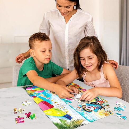 Puzzles for Kids Ages 4-8 6-8 8-10 Year Old and Seniors - Funny Cats Puzzle Beach Kitten Jigsaw Puzzles, 100 Piece Puzzle for Toddler Children Learning Educational Puzzles Toys for Boys and Girls in Saudi Arabia
