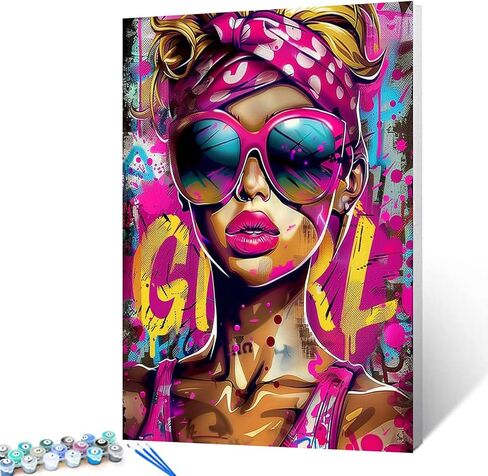 American Style Girl Painting by Numbers for Adults and Beginner Fashion Girl Picture Paint by Numbers on Canvas Easy to Painting with Brushes and Acrylic Pigment for Home Wall Decor With Frame in Kuwait