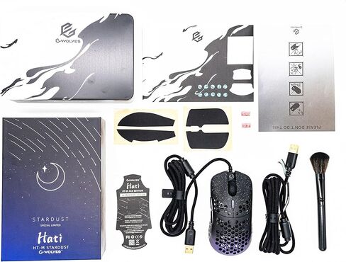 Gwolves Hati HTM Ultra Lightweight Honeycomb Design Wired Gaming Mouse 3389 Sensor - PTFE Skates - 6 Buttons - Only 58G(Violet) in Kuwait