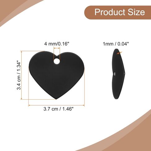 UXCELL 10PCS الفراغات المنقوشات الألمنيوم ، علامات معدنية فارغة ختم شكل القلب مع 10 سلسلة مفاتيح فارغة الكلب العلامة للحيوانات الأليفة المخصصة ، الأسود in Kuwait