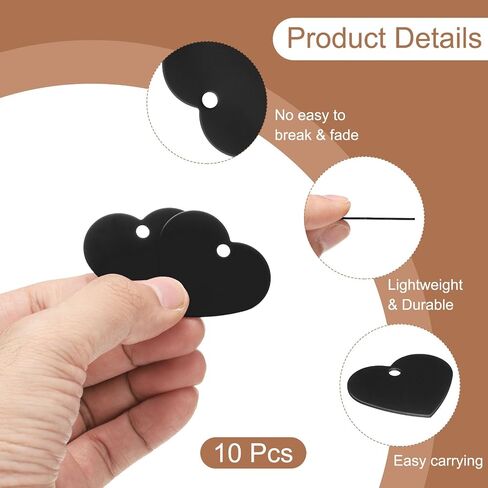 UXCELL 10PCS الفراغات المنقوشات الألمنيوم ، علامات معدنية فارغة ختم شكل القلب مع 10 سلسلة مفاتيح فارغة الكلب العلامة للحيوانات الأليفة المخصصة ، الأسود in Kuwait